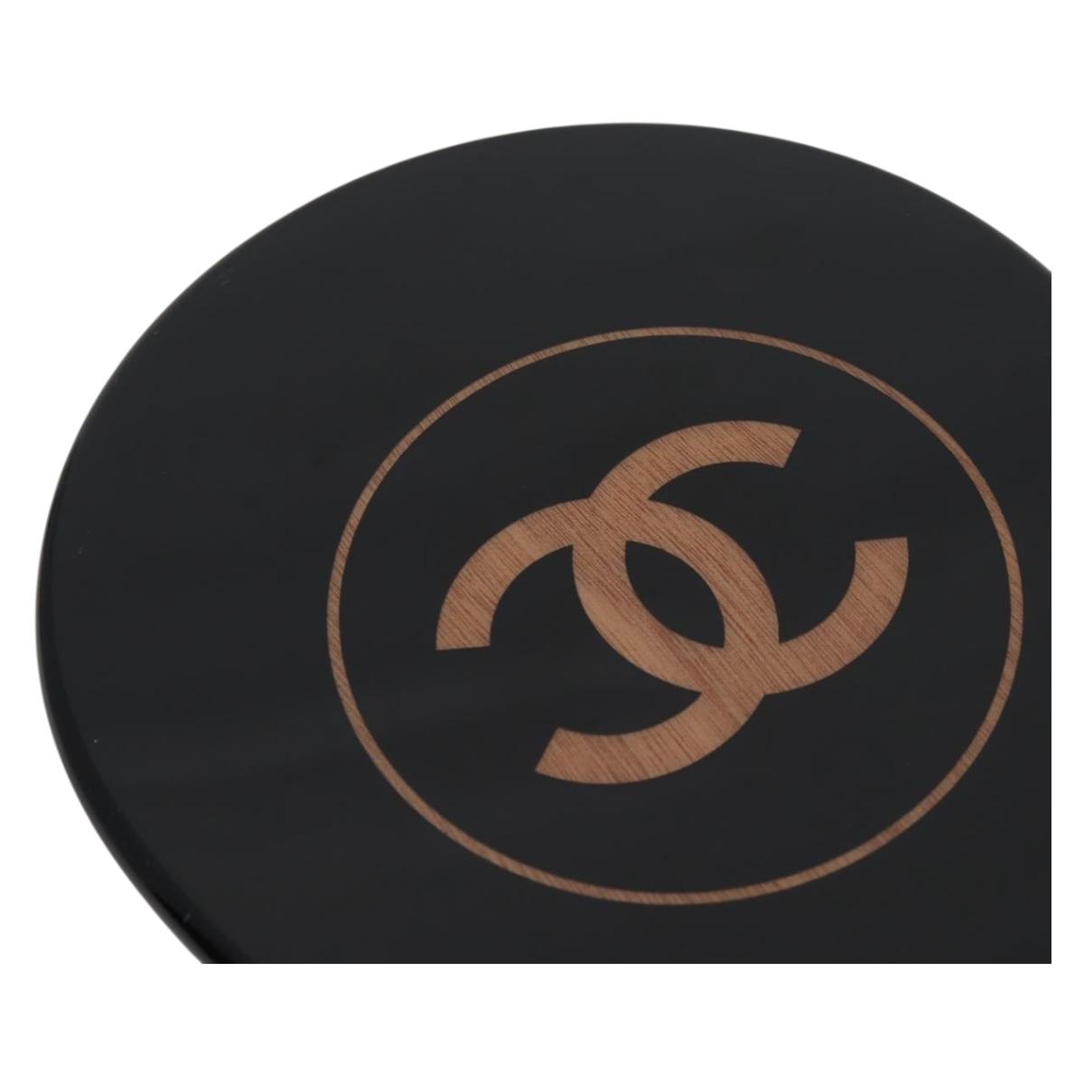 CHANEL Club Case Wood Racket and Rubber ball set Black CC Auth 131858SAV