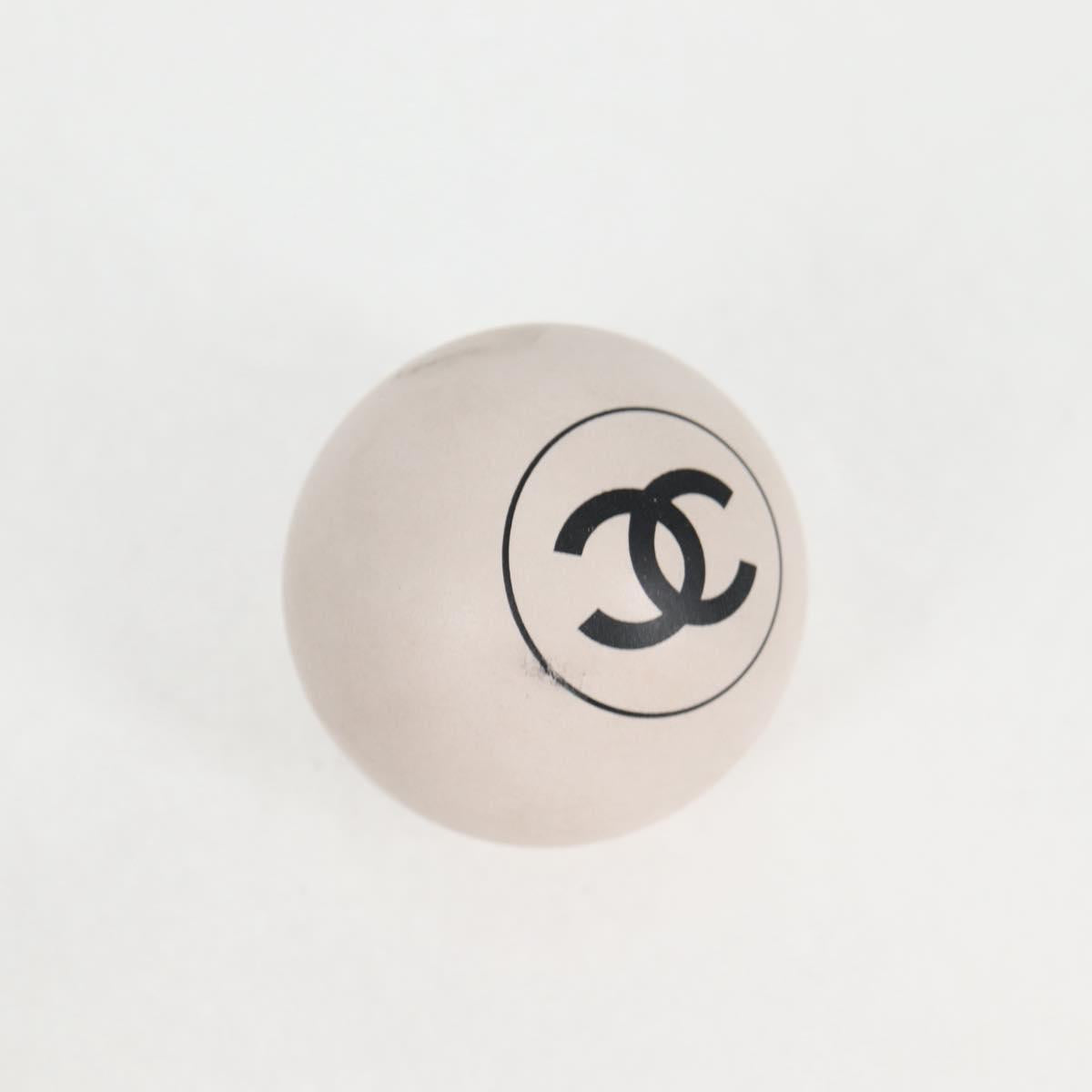 CHANEL Club Case Wood Racket and Rubber ball set Black CC Auth 131858V