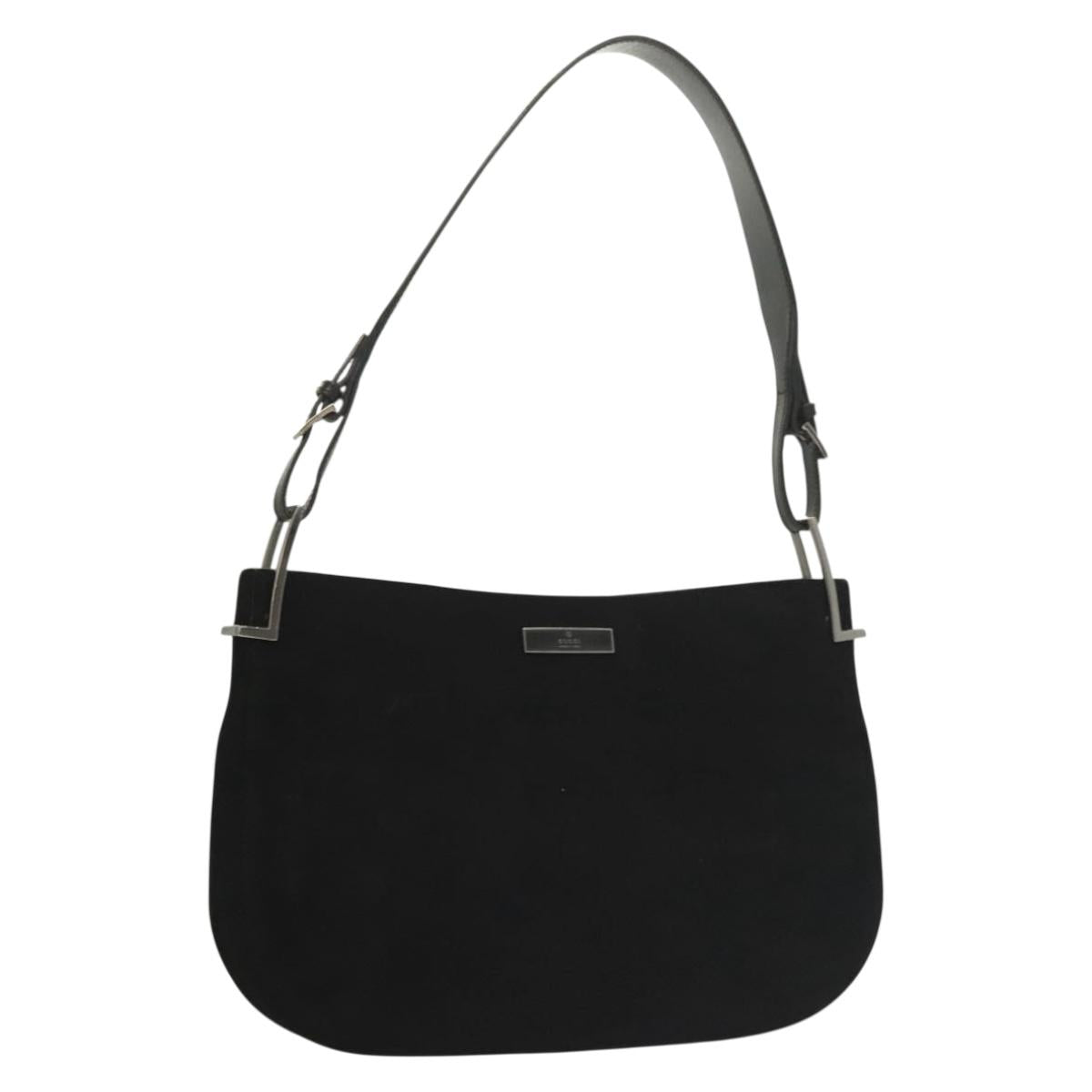 GUCCI Shoulder Bag Wool Black Silver 001 3193 Auth 131899