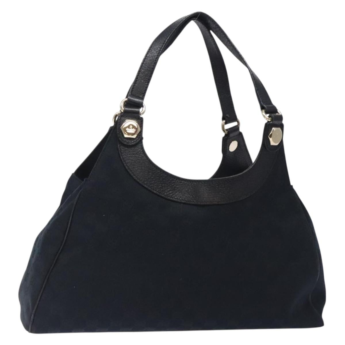 GUCCI GG Canvas Shoulder Bag Black Gold 154981 Auth 131939
