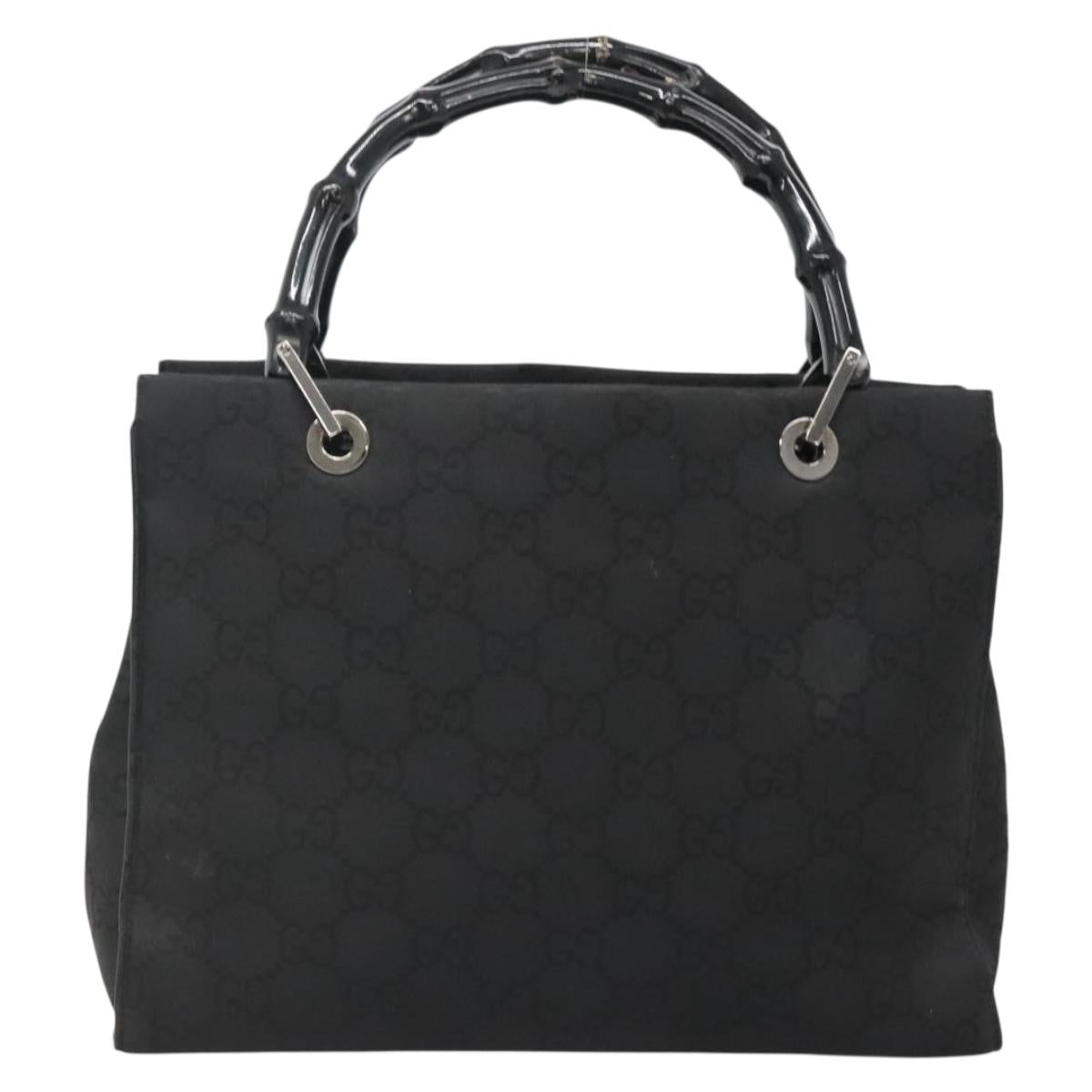 GUCCI Bamboo GG Canvas Hand Bag Nylon Black 002 1016 Auth 131953