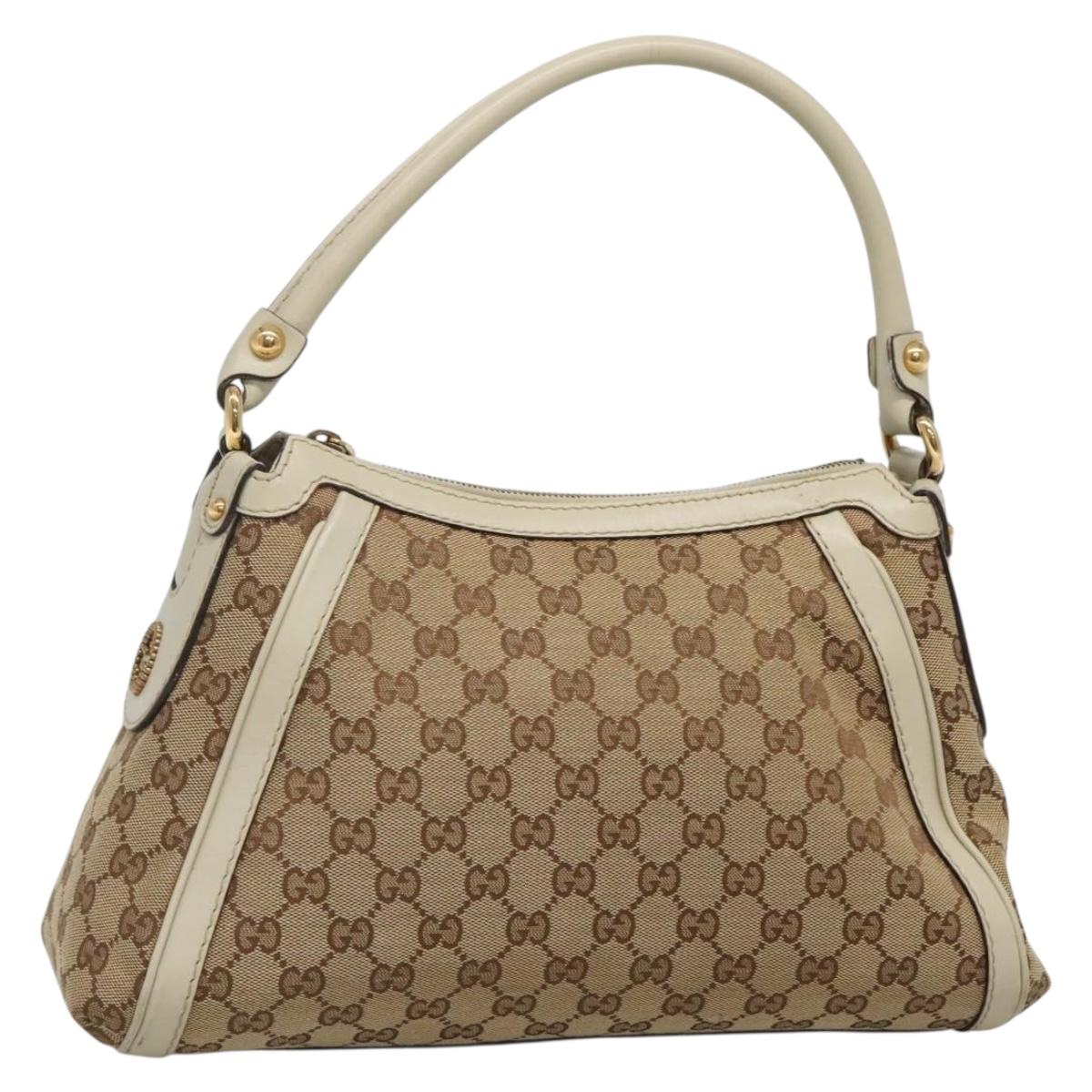 GUCCI GG Canvas Shoulder Bag Beige Gold 282298 Auth 131954