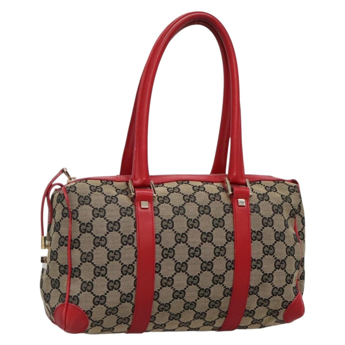 GUCCI GG Canvas Shoulder Bag Beige Red 000 0851 Auth 131955