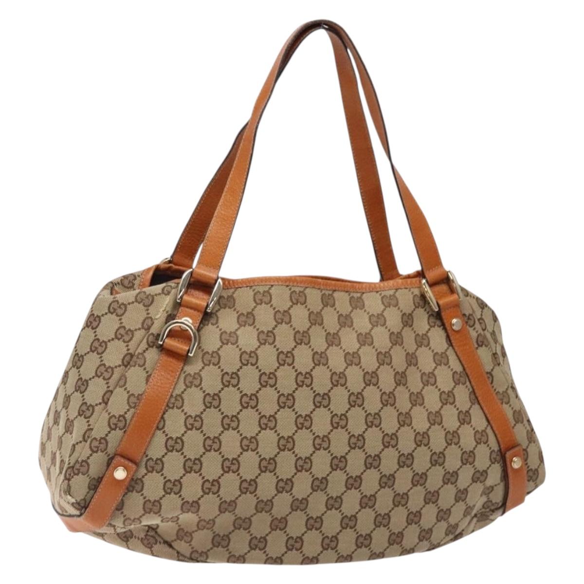 GUCCI GG Canvas Abbey Tote Bag Beige Gold 130736 Auth 131965