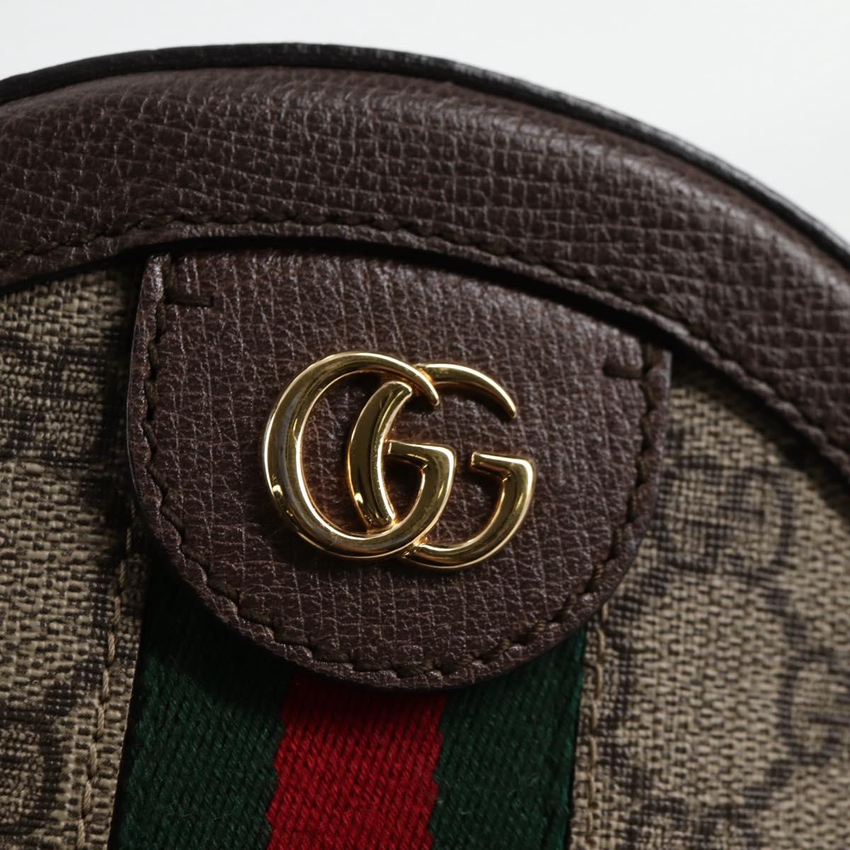 GUCCI GG Marmont Web Sherry Line Chain Bag PVC Beige Gold 550618 Auth 131980M