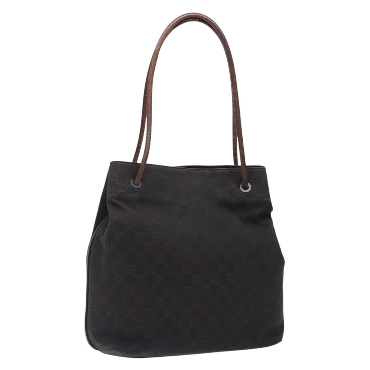 GUCCI GG Canvas Shoulder Bag Dark Brown 101341 Auth 132005