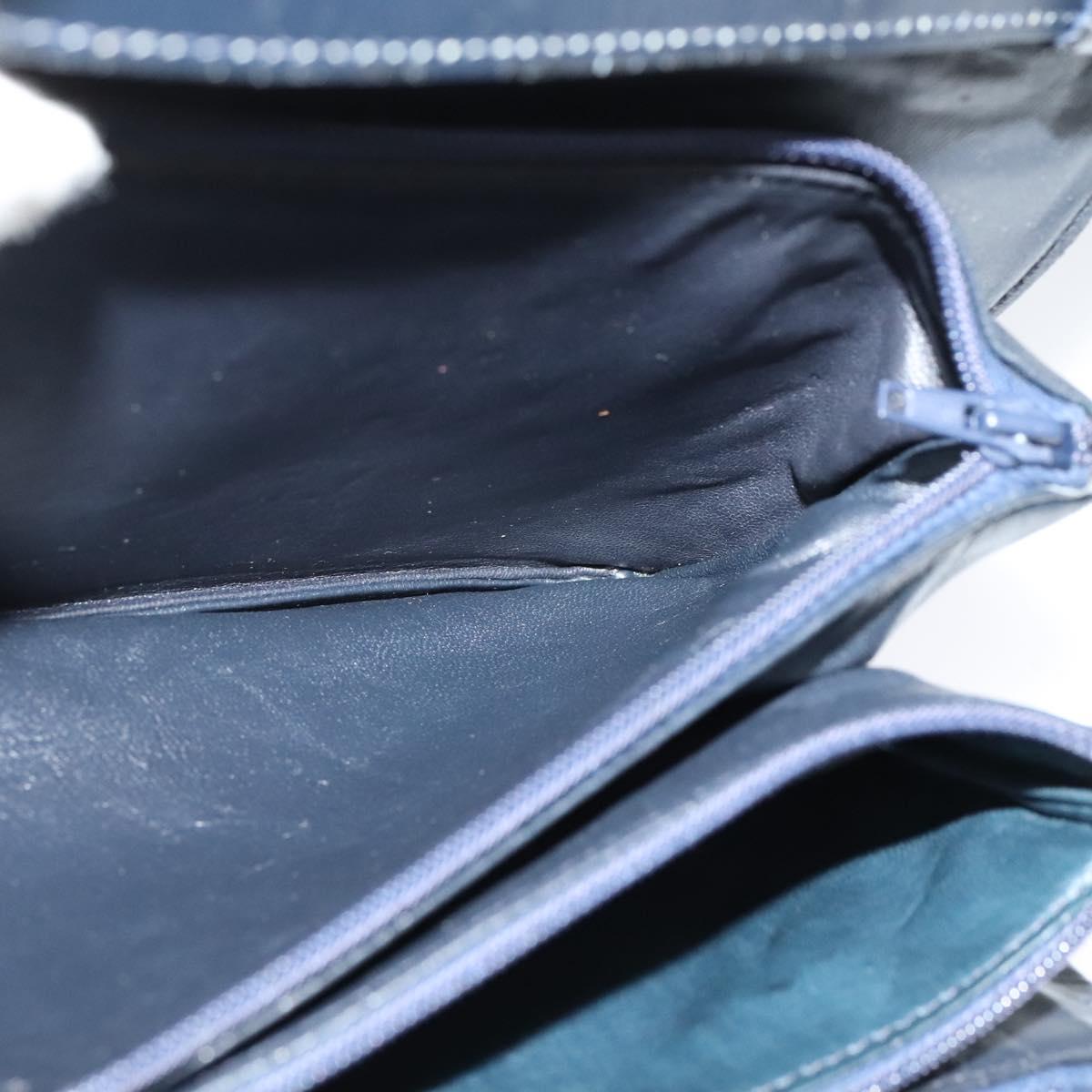 CELINE Shoulder Bag Leather Navy Gold Auth 132033