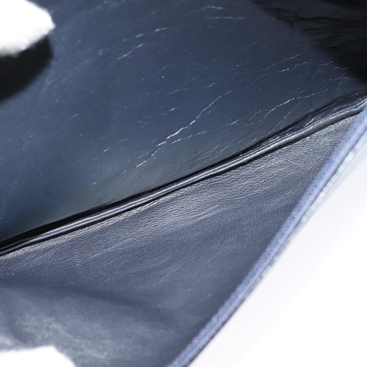 CELINE Shoulder Bag Leather Navy Gold Auth 132033