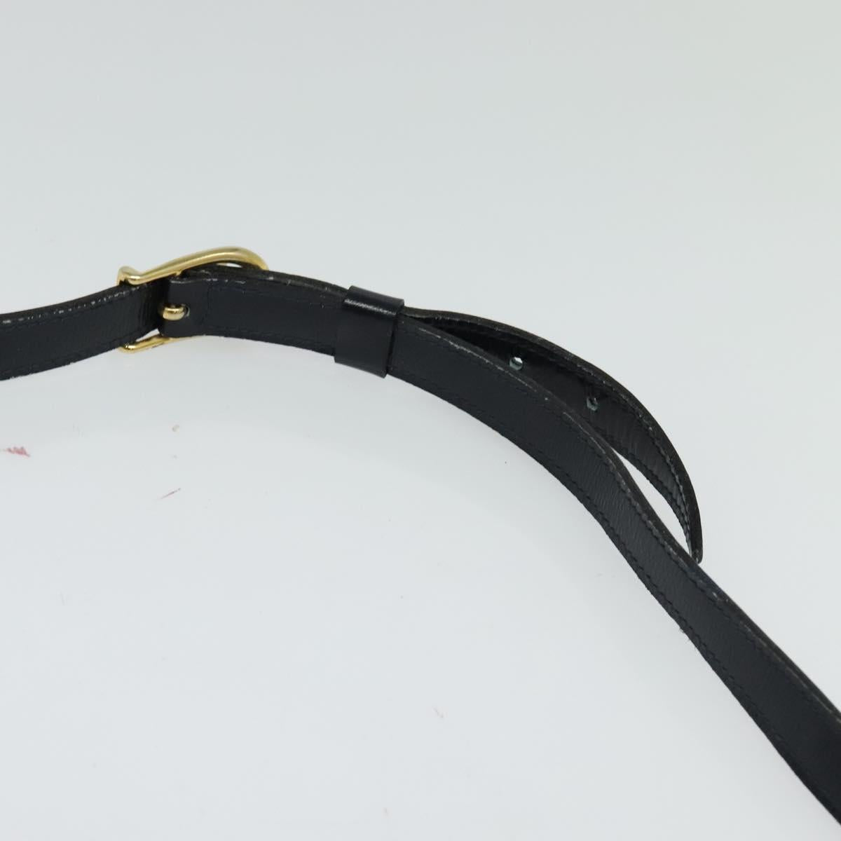 CELINE Shoulder Bag Leather Navy Gold Auth 132033