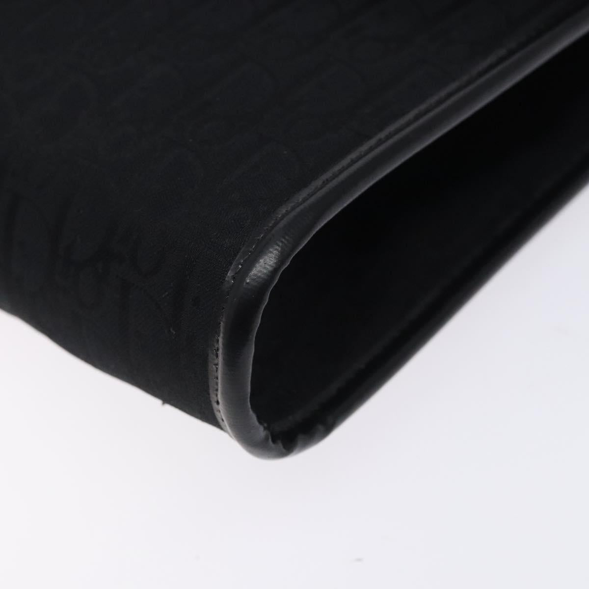 Christian Dior Trotter Canvas Chain Shoulder Bag Black Gold Auth 132040