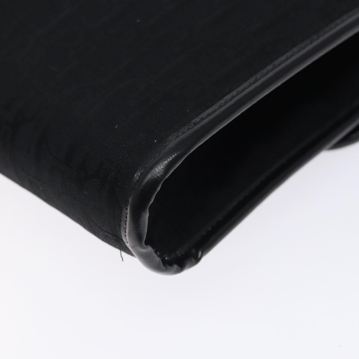 Christian Dior Trotter Canvas Chain Shoulder Bag Black Gold Auth 132040