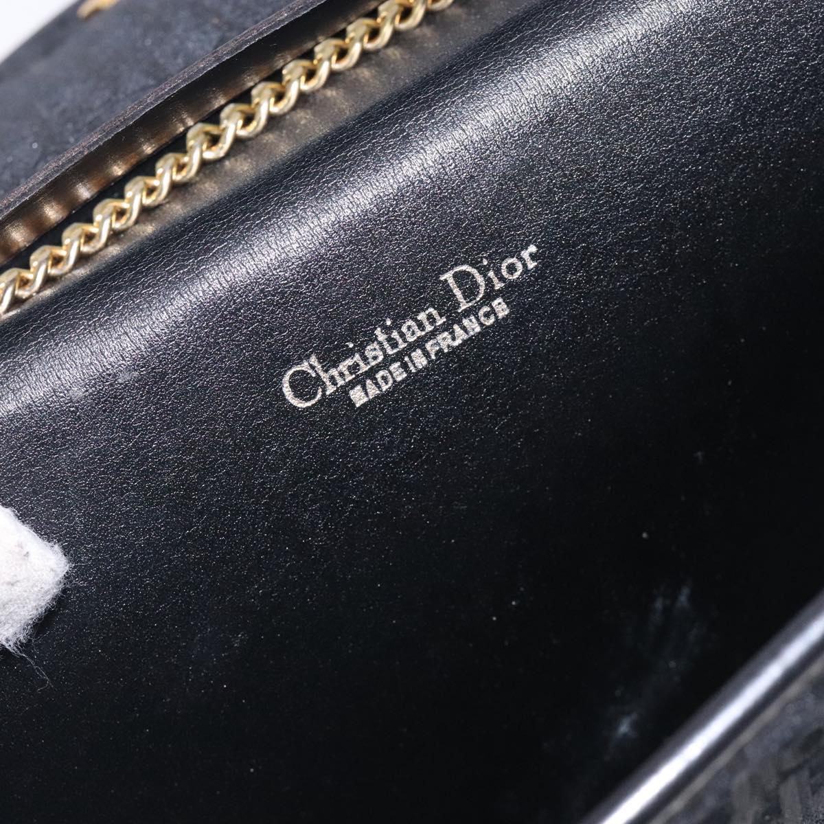Christian Dior Trotter Canvas Chain Shoulder Bag Black Gold Auth 132040