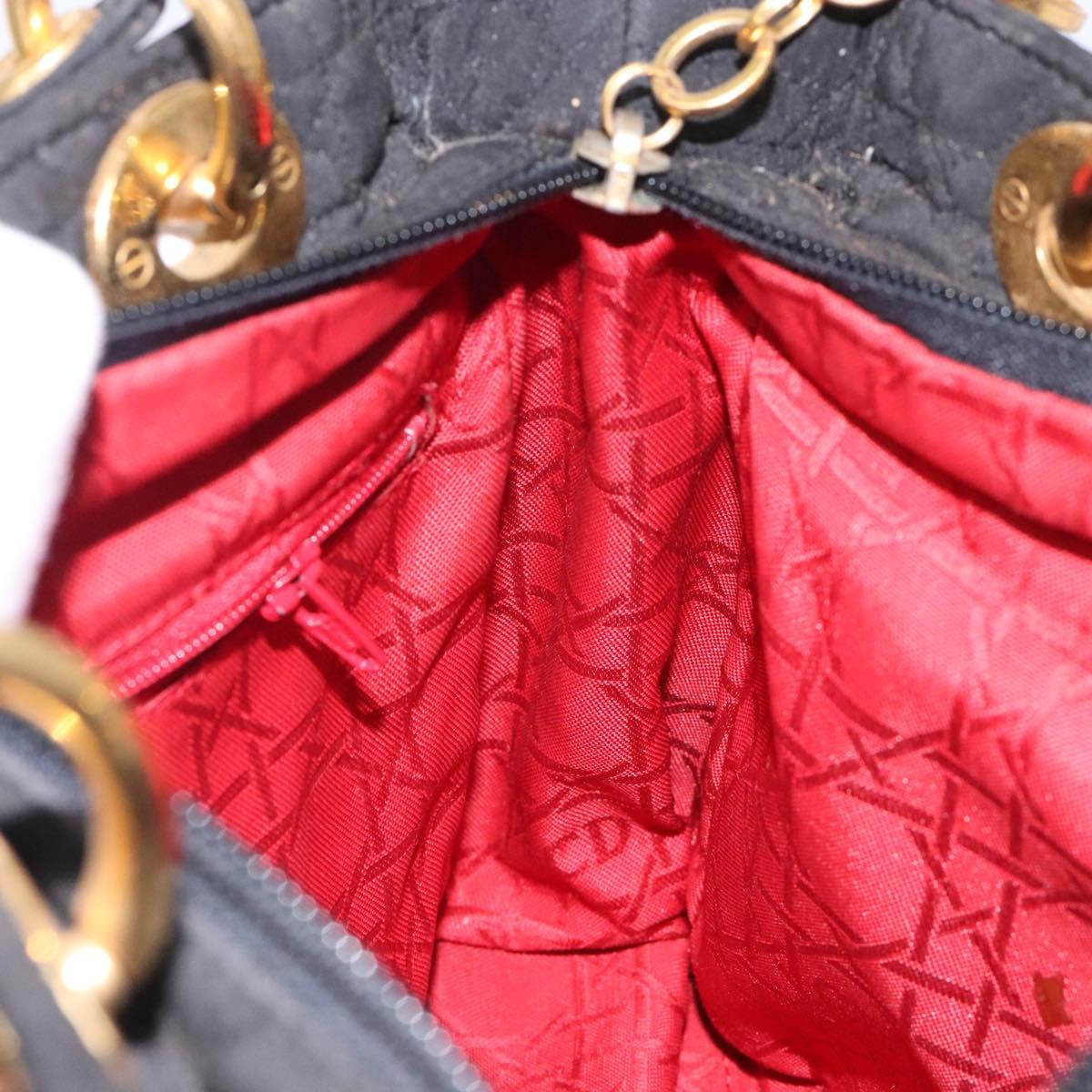 Christian Dior Canage Hand Bag Nylon Black Gold Auth 132045