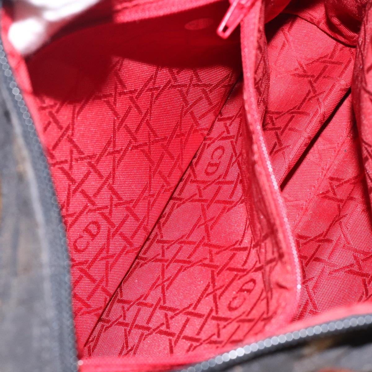 Christian Dior Canage Hand Bag Nylon Black Gold Auth 132045