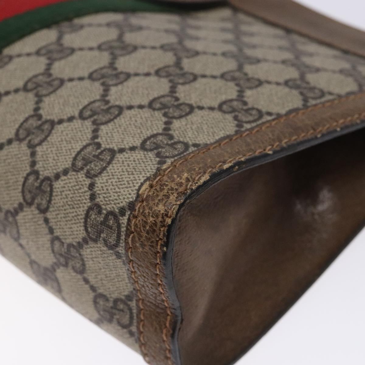 GUCCI GG Supreme Web Sherry Line Clutch Bag PVC Beige 001 014 2125 Auth 132048