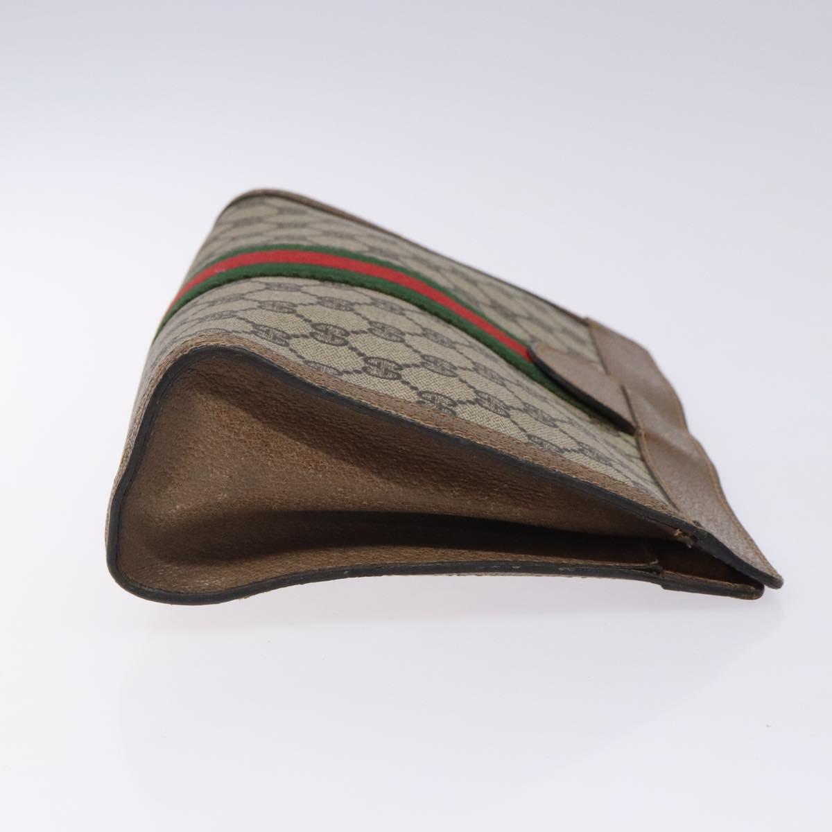 GUCCI GG Supreme Web Sherry Line Clutch Bag PVC Beige 001 014 2125 Auth 132048