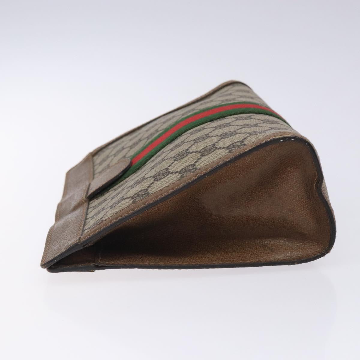 GUCCI GG Supreme Web Sherry Line Clutch Bag PVC Beige 001 014 2125 Auth 132048