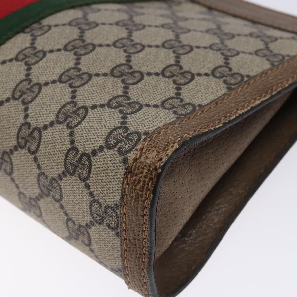 GUCCI GG Supreme Web Sherry Line Clutch Bag PVC Beige 001 014 2125 Auth 132048
