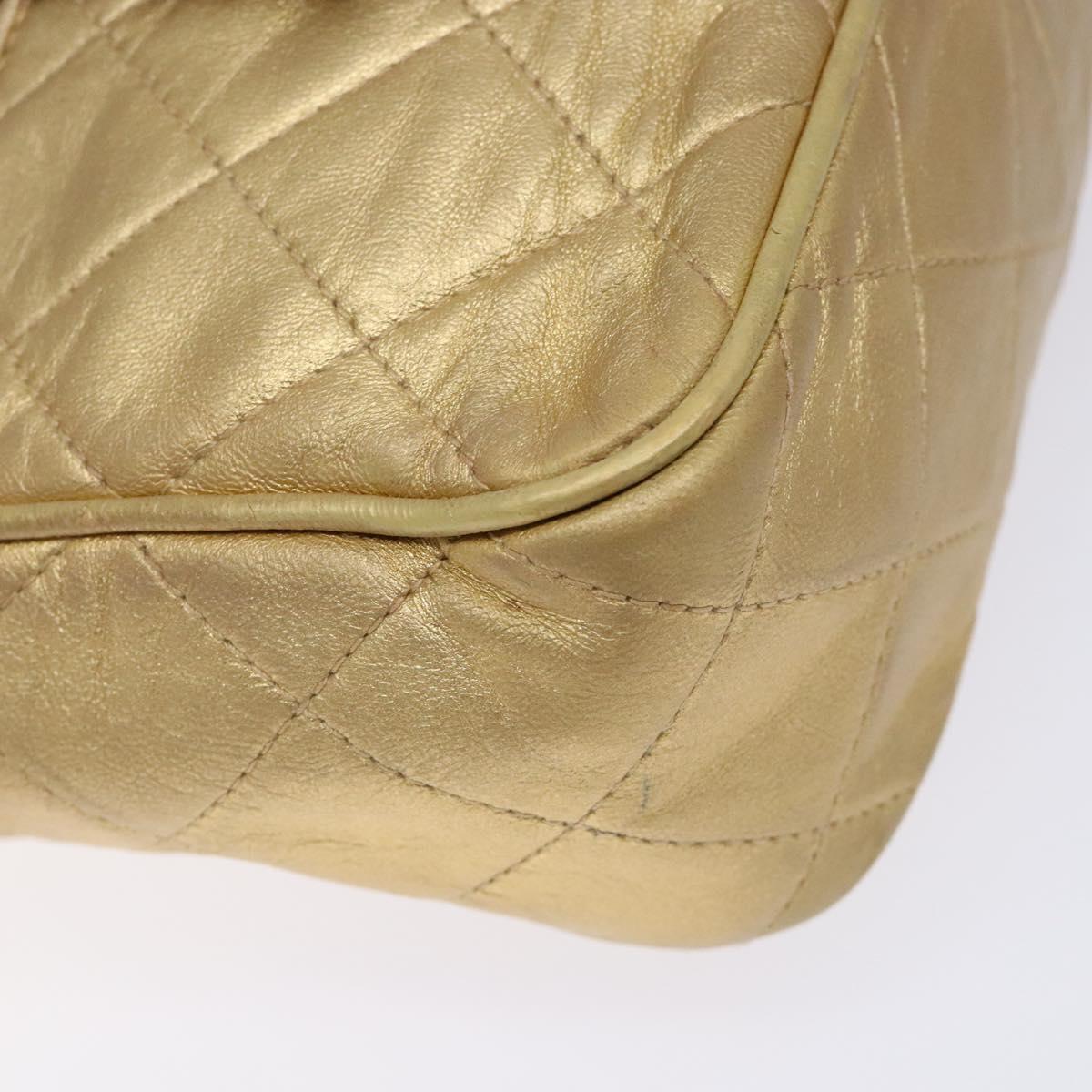CHANEL Matelasse COCO Mark Chain Shoulder Bag Lamb Skin Gold CC Auth 132059A