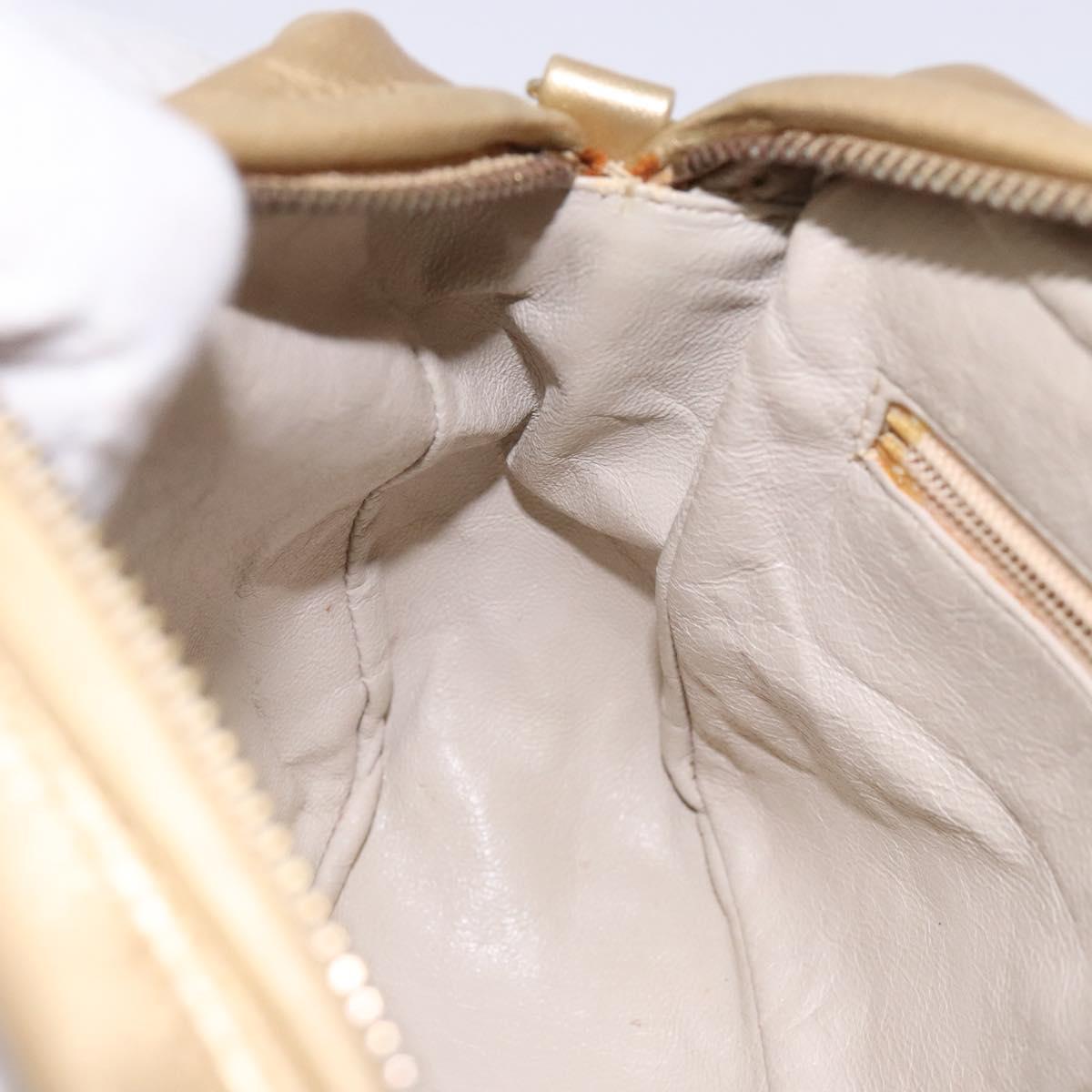 CHANEL Matelasse COCO Mark Chain Shoulder Bag Lamb Skin Gold CC Auth 132059A