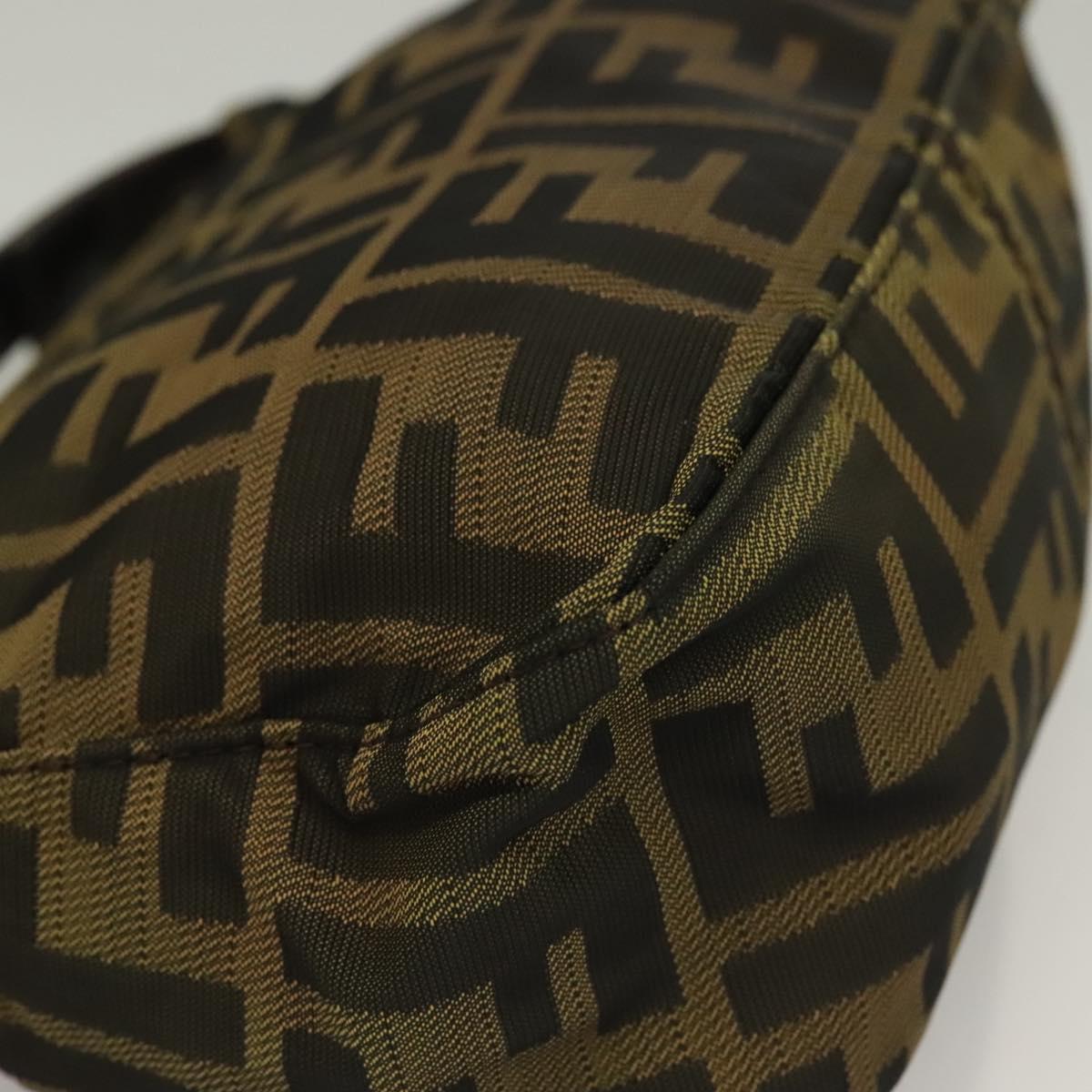 FENDI Zucca Canvas Accessory Pouch Black Brown Auth 132073