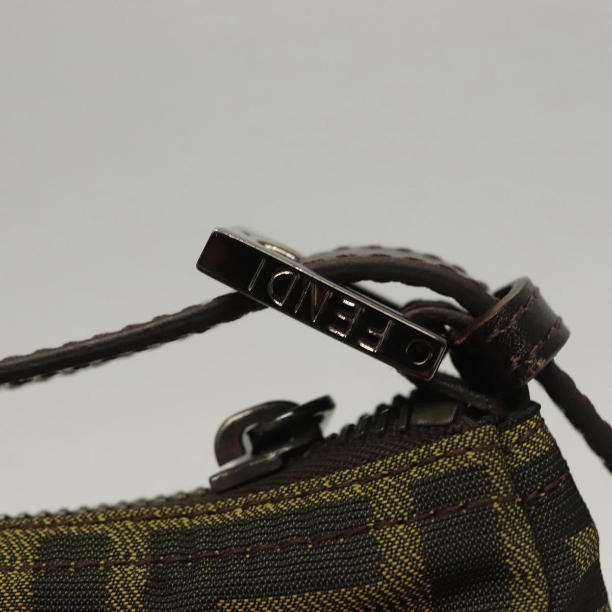 FENDI Zucca Canvas Accessory Pouch Black Brown Auth 132073