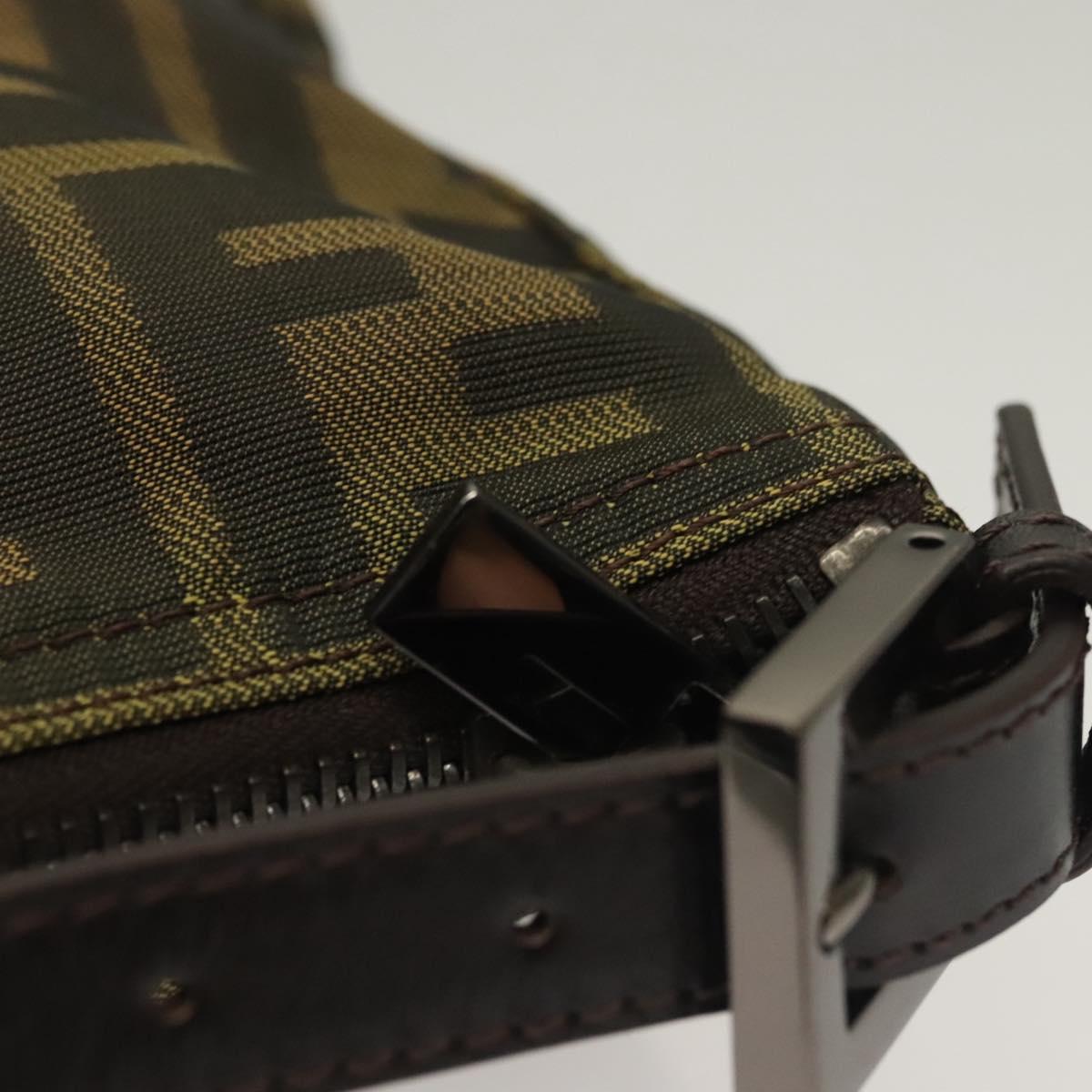 FENDI Zucca Canvas Accessory Pouch Black Brown Auth 132073