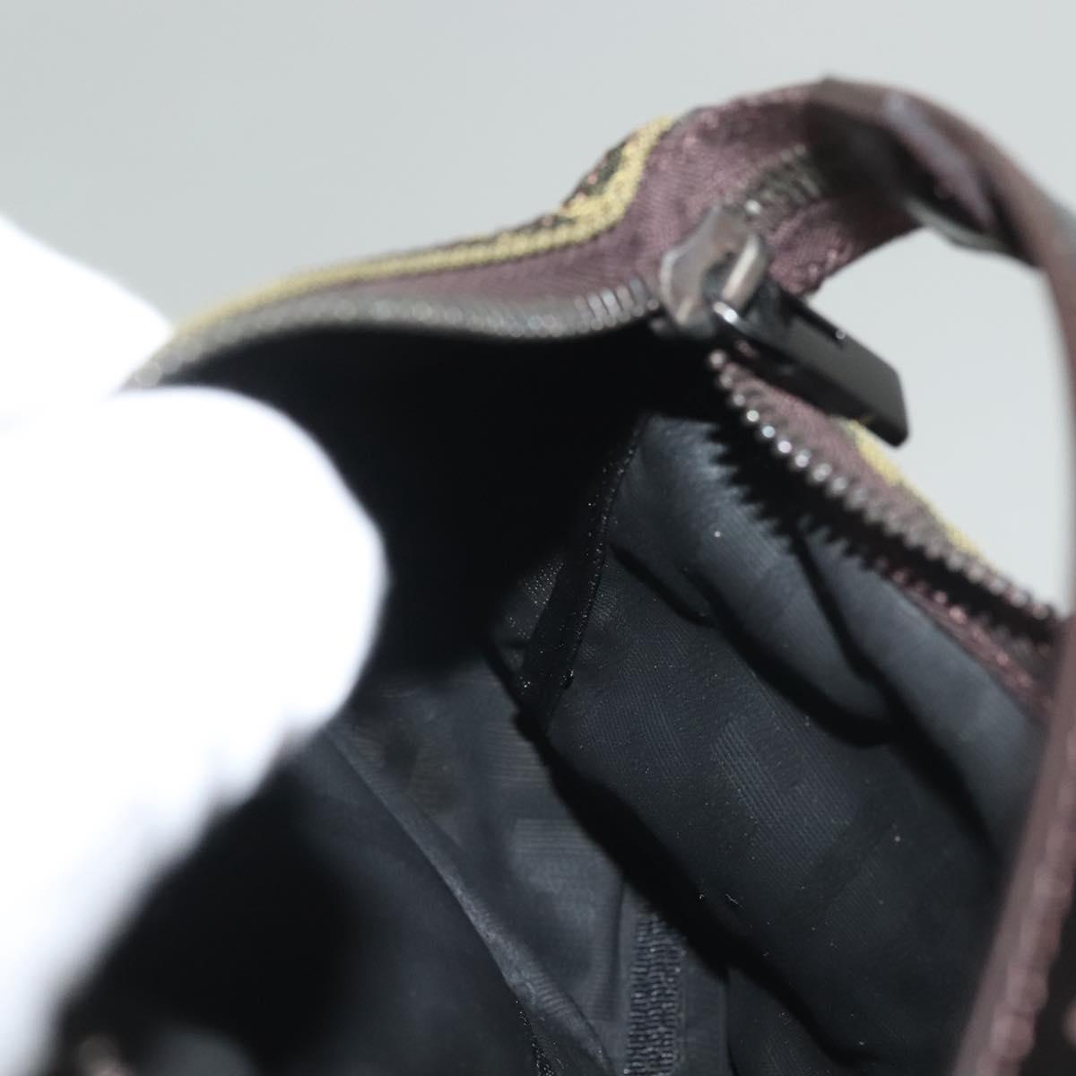 FENDI Zucca Canvas Accessory Pouch Black Brown Auth 132073