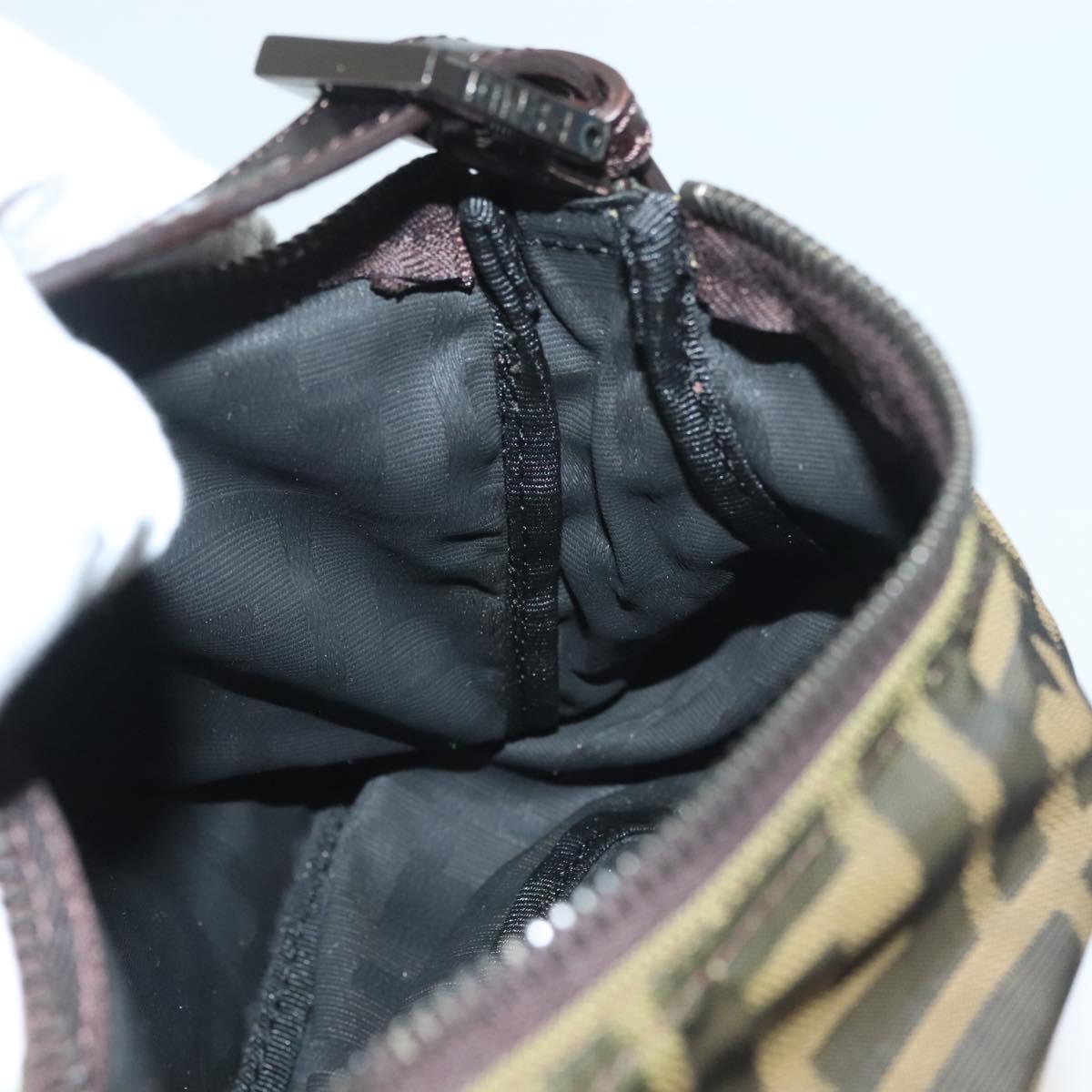 FENDI Zucca Canvas Accessory Pouch Black Brown Auth 132073