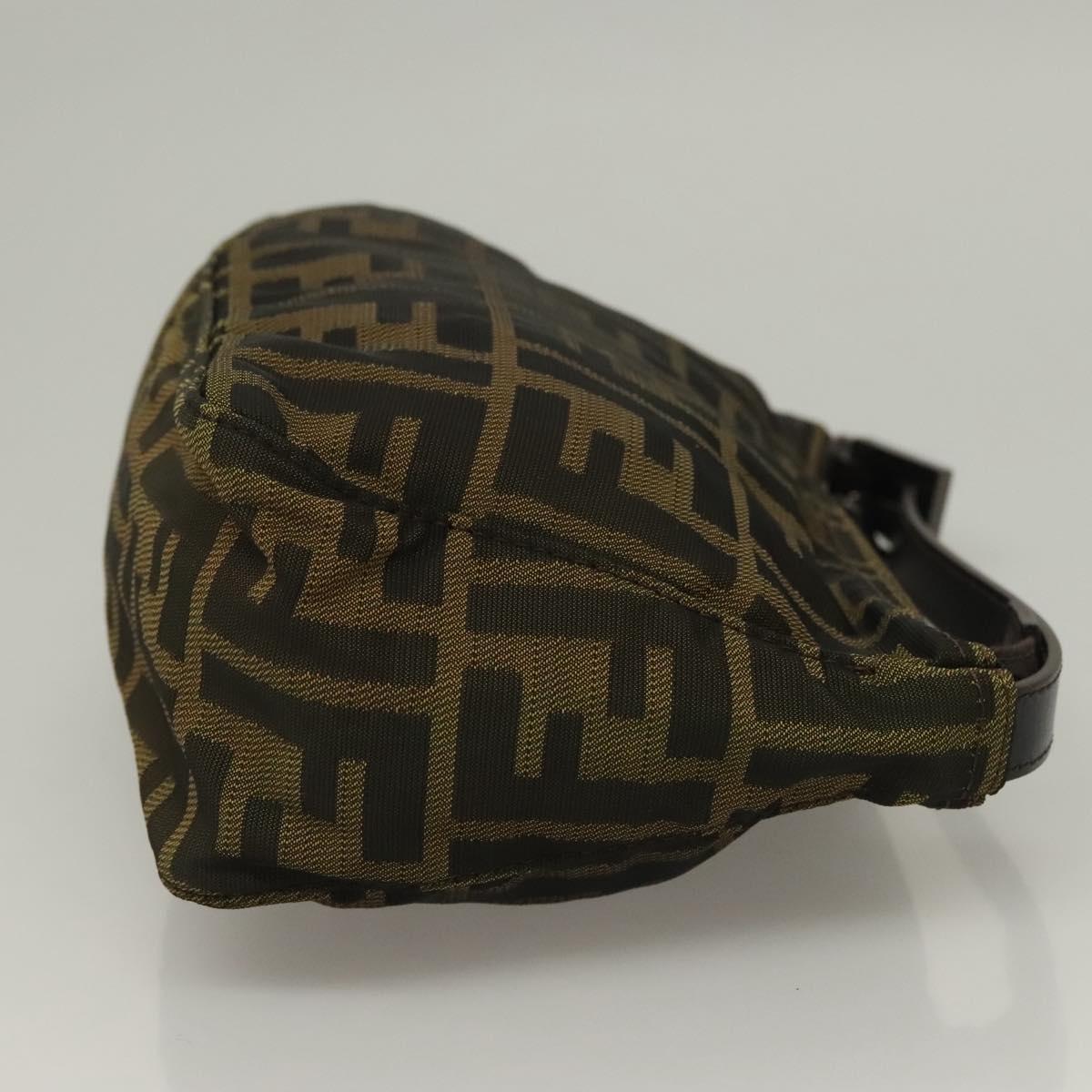 FENDI Zucca Canvas Accessory Pouch Black Brown Auth 132073