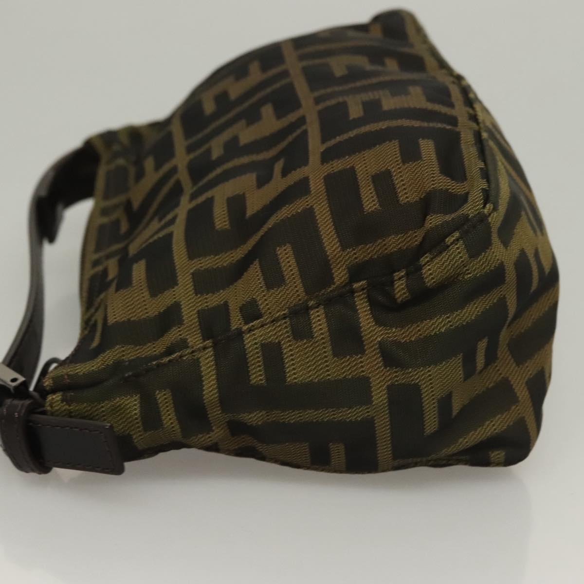 FENDI Zucca Canvas Accessory Pouch Black Brown Auth 132073