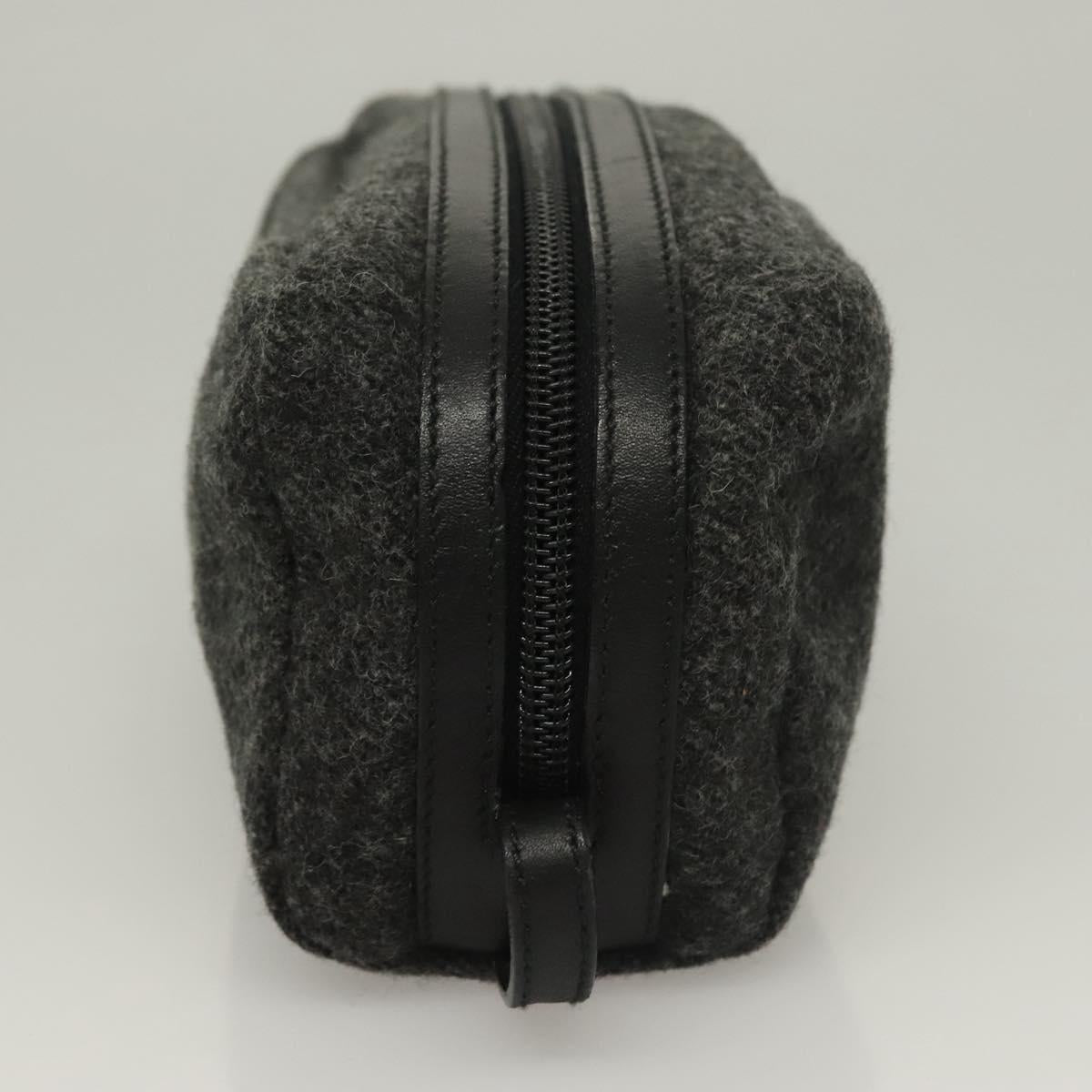PRADA Pouch Wool Black Auth 132085