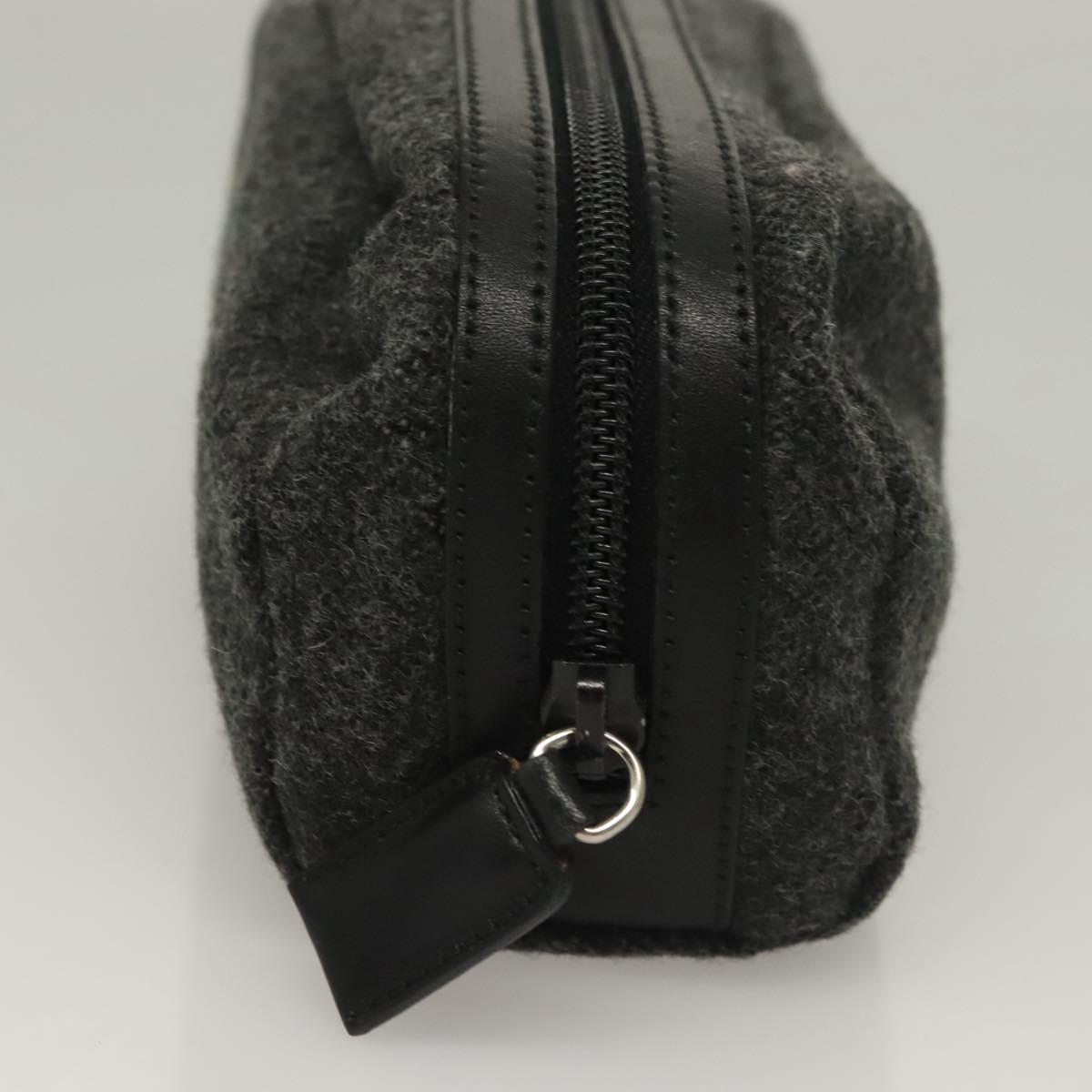 PRADA Pouch Wool Black Auth 132085