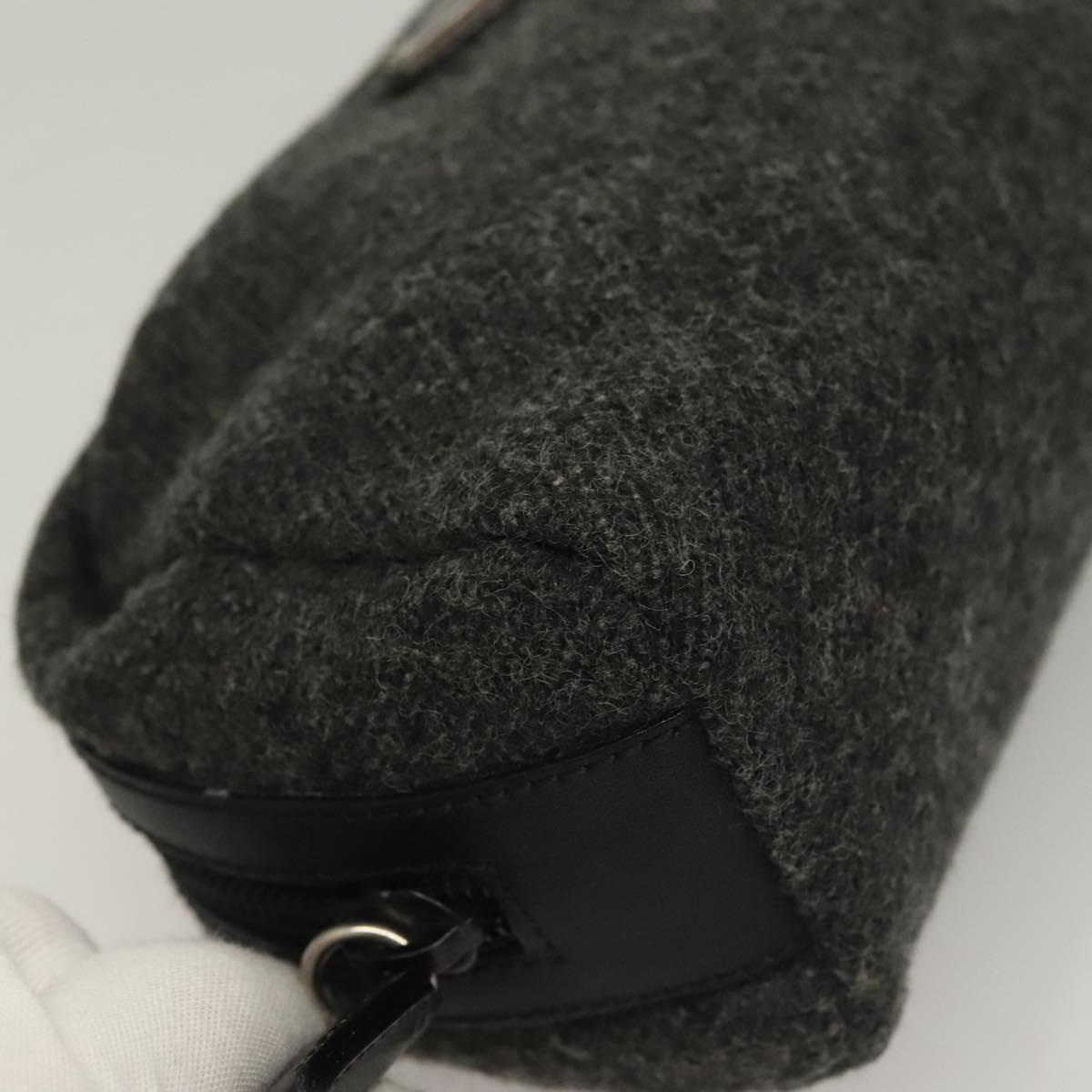 PRADA Pouch Wool Black Auth 132085