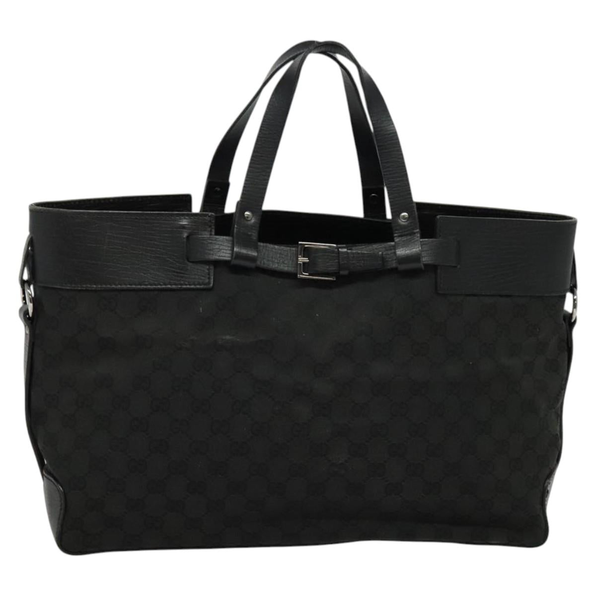 GUCCI GG Canvas Hand Bag Black Silver 106251 214397 Auth 132133