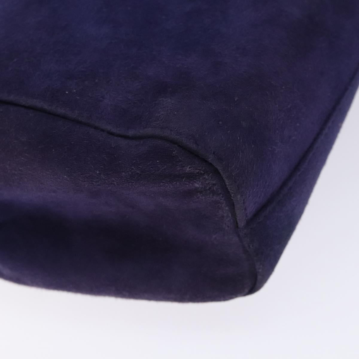 PRADA Hand Bag Suede Purple Gold Auth 132139