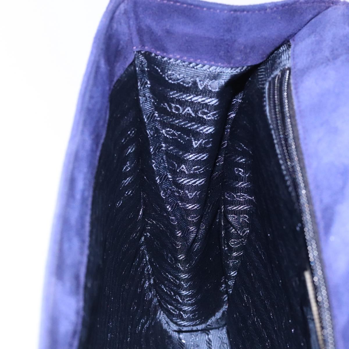 PRADA Hand Bag Suede Purple Gold Auth 132139