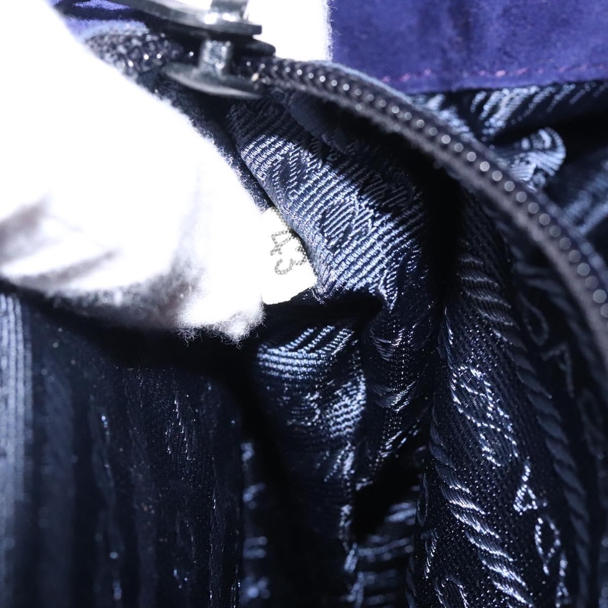 PRADA Hand Bag Suede Purple Gold Auth 132139