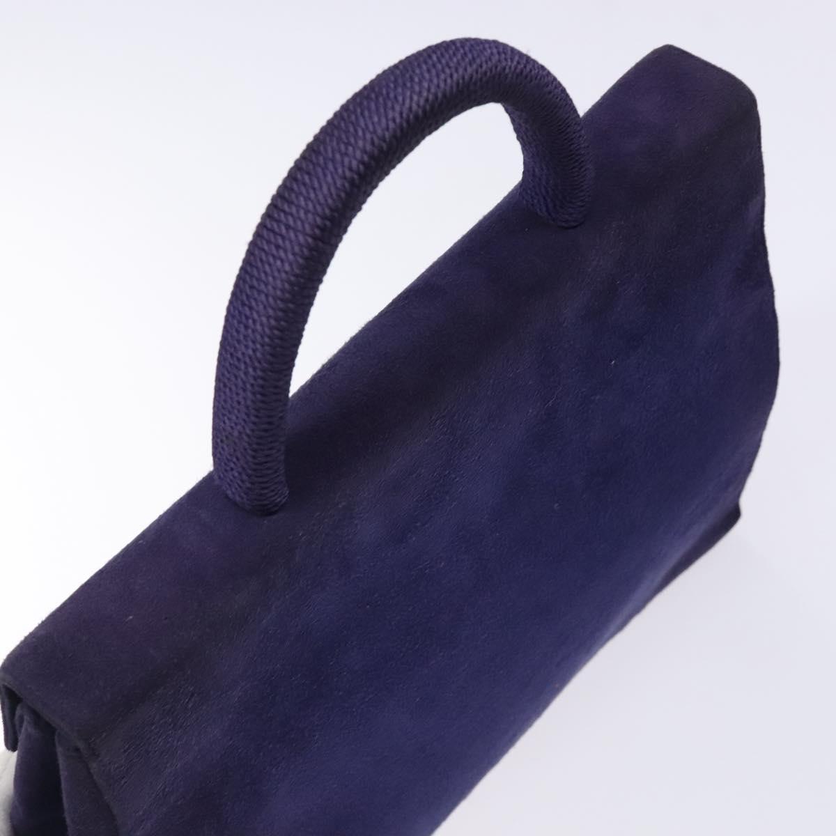 PRADA Hand Bag Suede Purple Gold Auth 132139