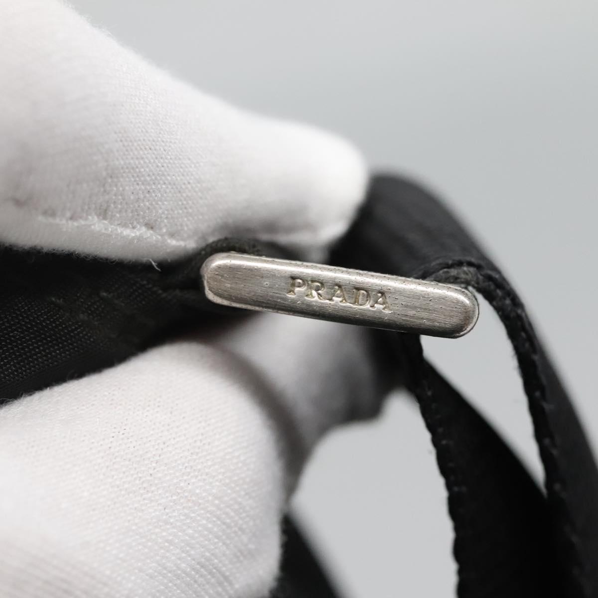 PRADA Shoulder Bag Nylon Black Silver Auth 132150