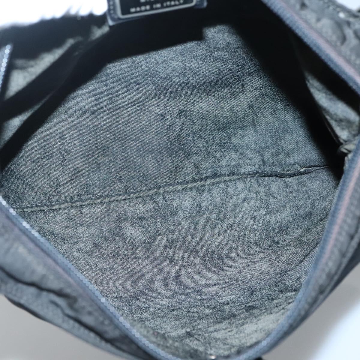 PRADA Shoulder Bag Nylon Black Silver Auth 132150