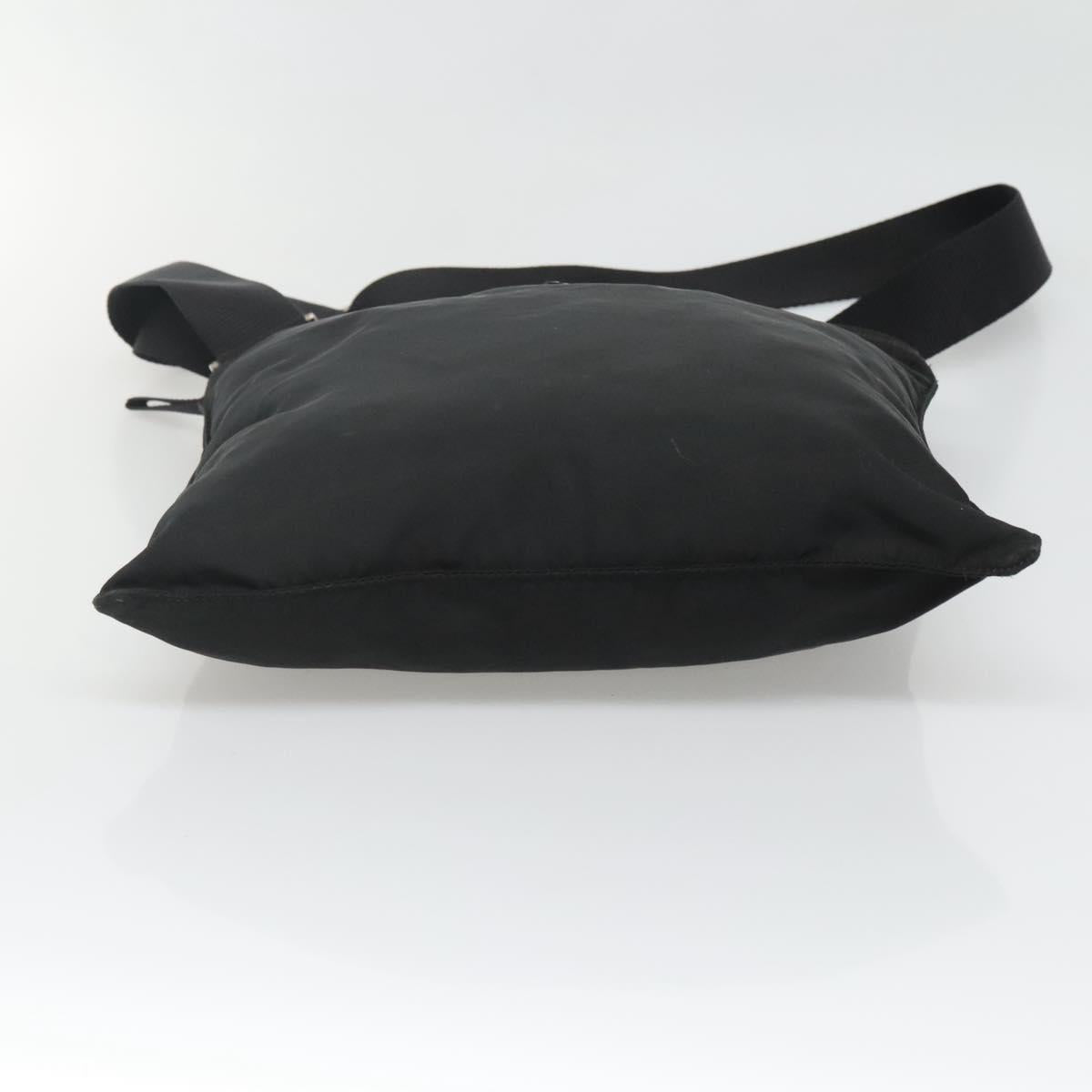 PRADA Shoulder Bag Nylon Black Silver Auth 132150