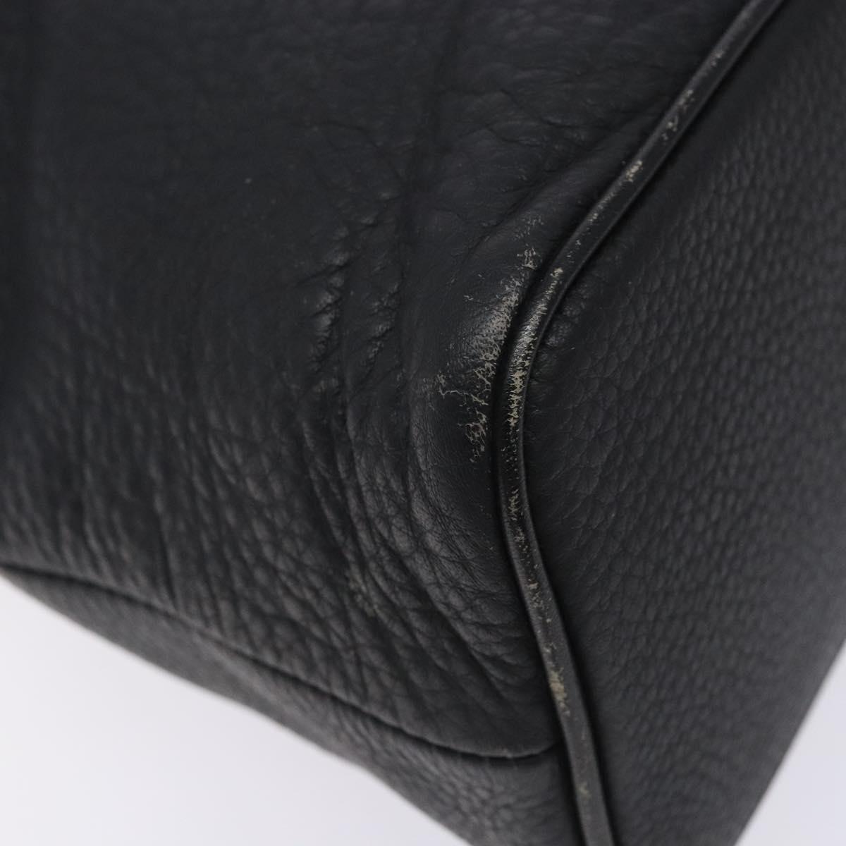 Burberrys Hand Bag Leather Black Gold Auth 132174