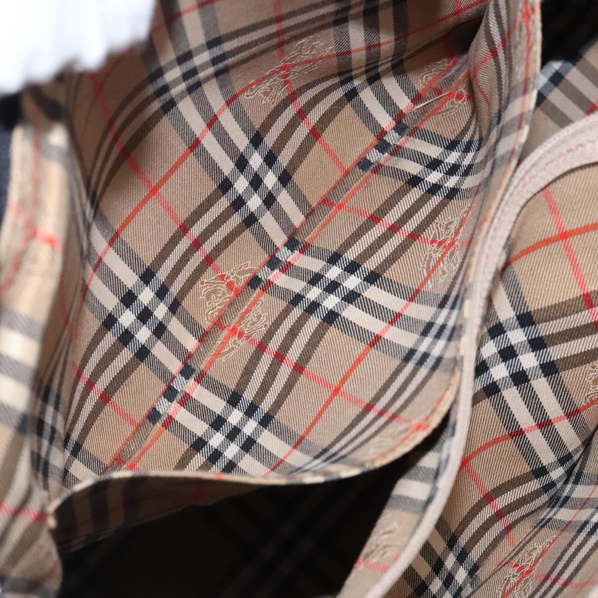 Burberrys Hand Bag Leather Black Gold Auth 132174