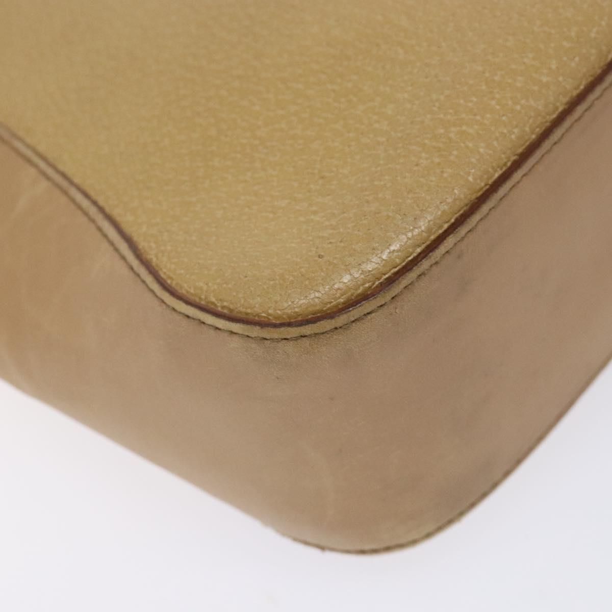 GUCCI Tote Bag Leather Beige Silver 002 1135 Auth 132207