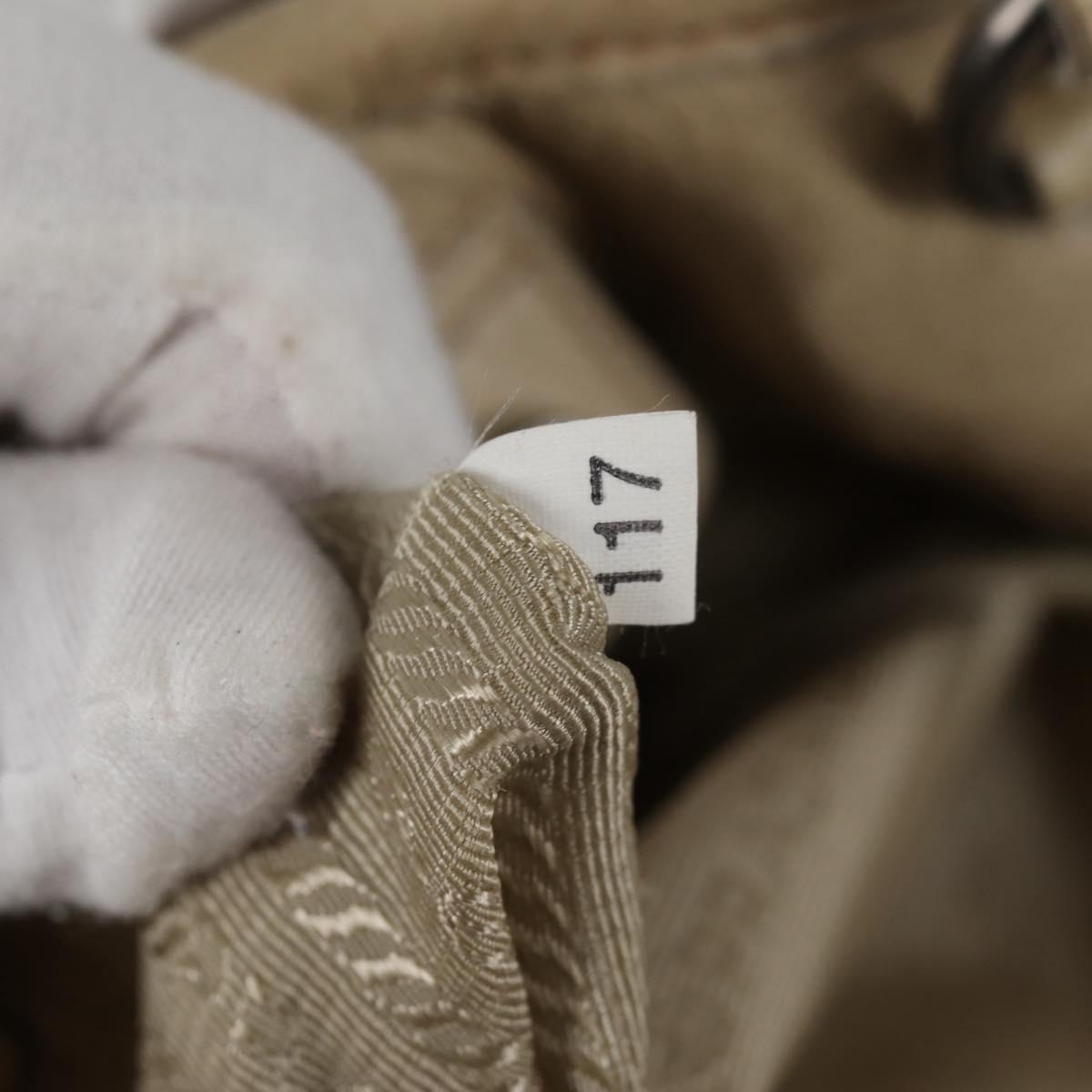 PRADA Hand Bag Leather 2way Beige Silver Auth 132222