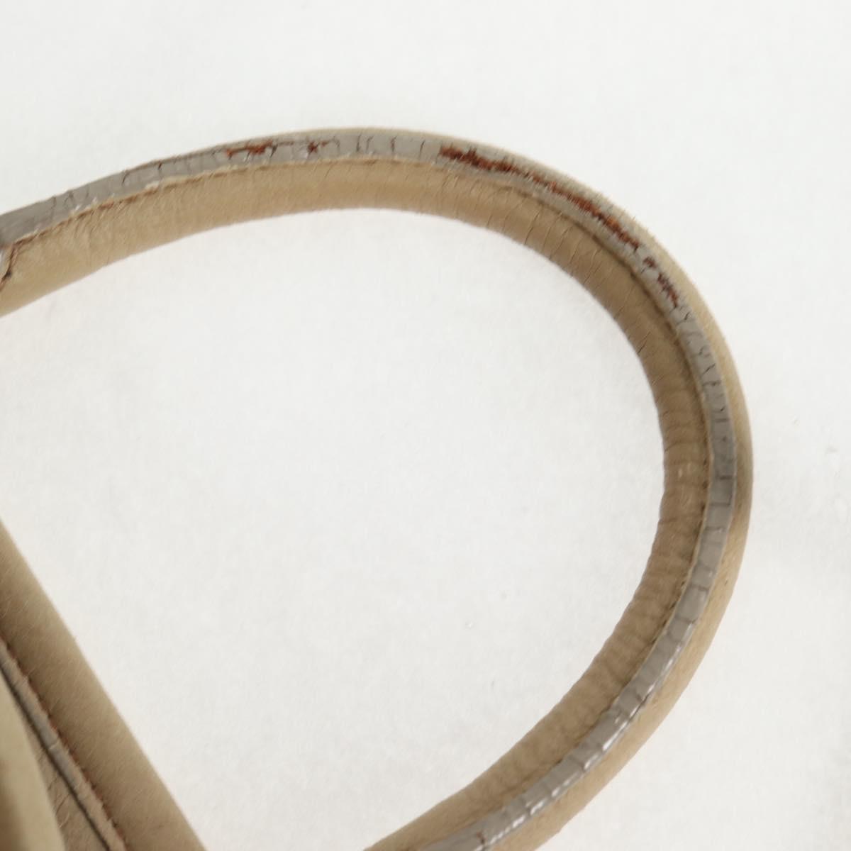 PRADA Hand Bag Leather 2way Beige Silver Auth 132222