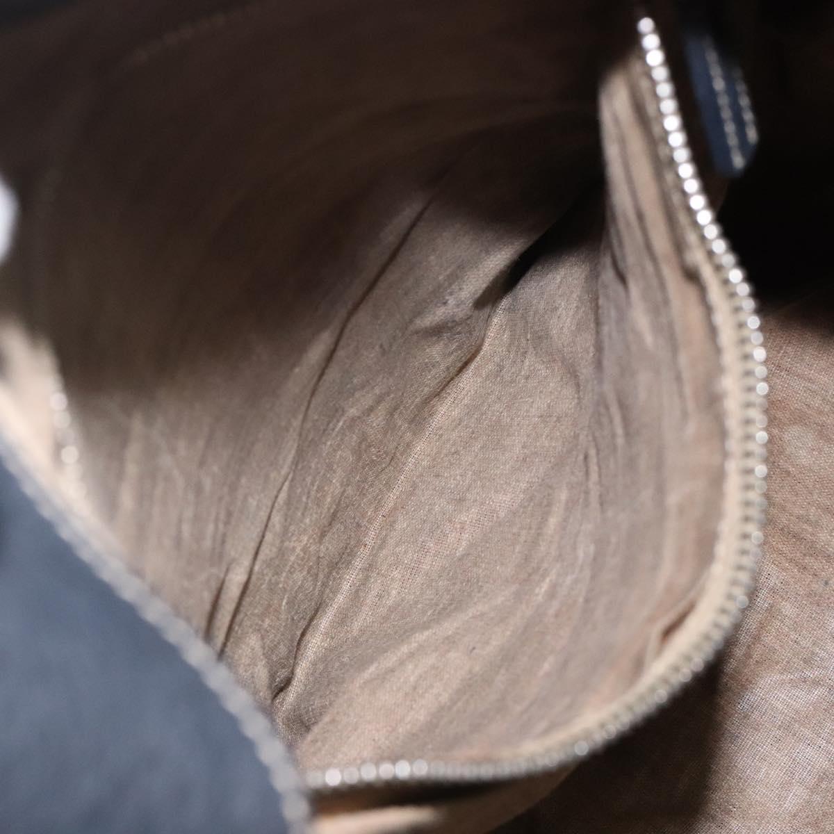 PRADA Shoulder Bag Leather Navy Silver Auth 132232