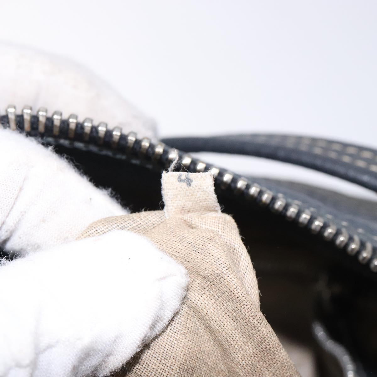 PRADA Shoulder Bag Leather Navy Silver Auth 132232