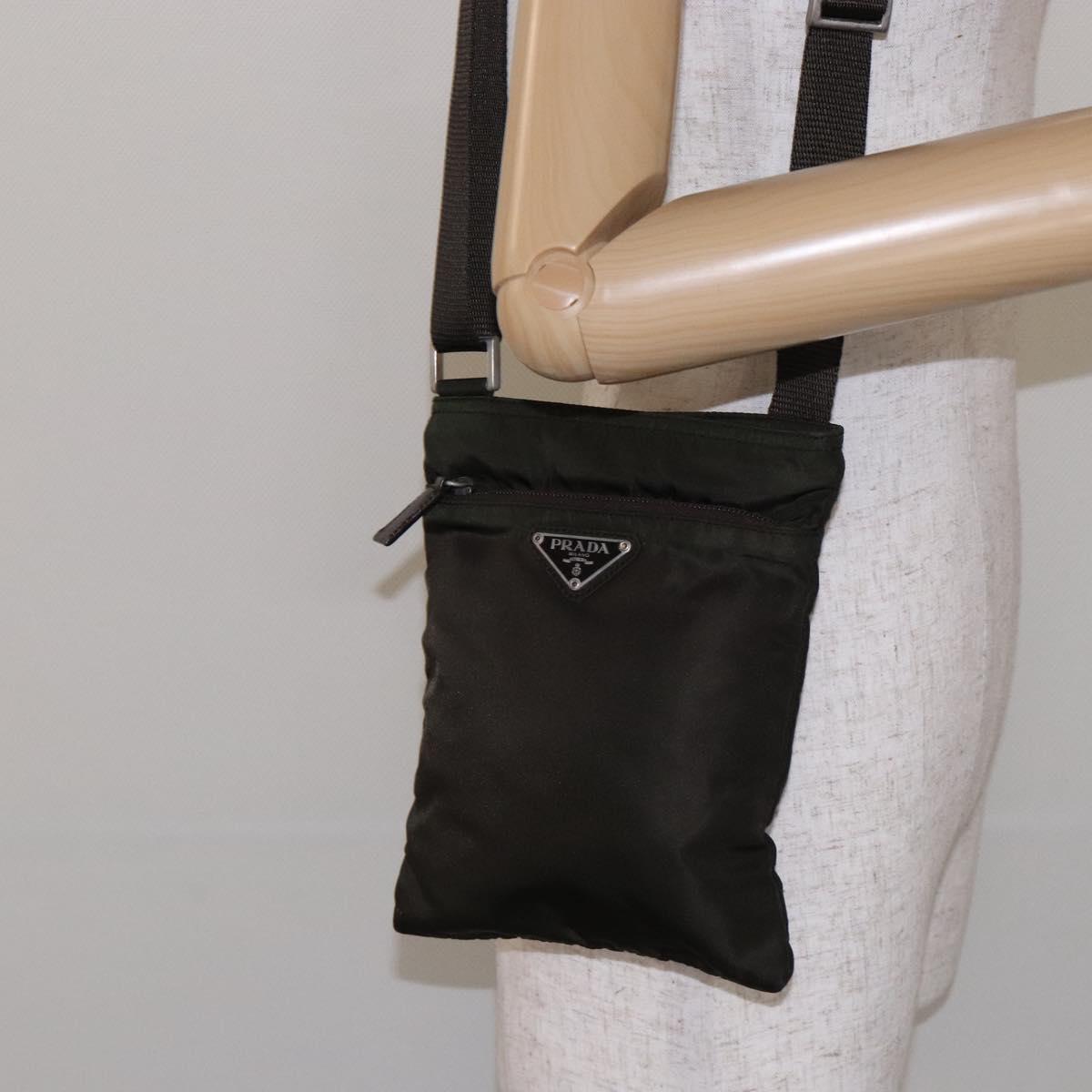 PRADA Shoulder Bag Nylon Khaki Auth 132244